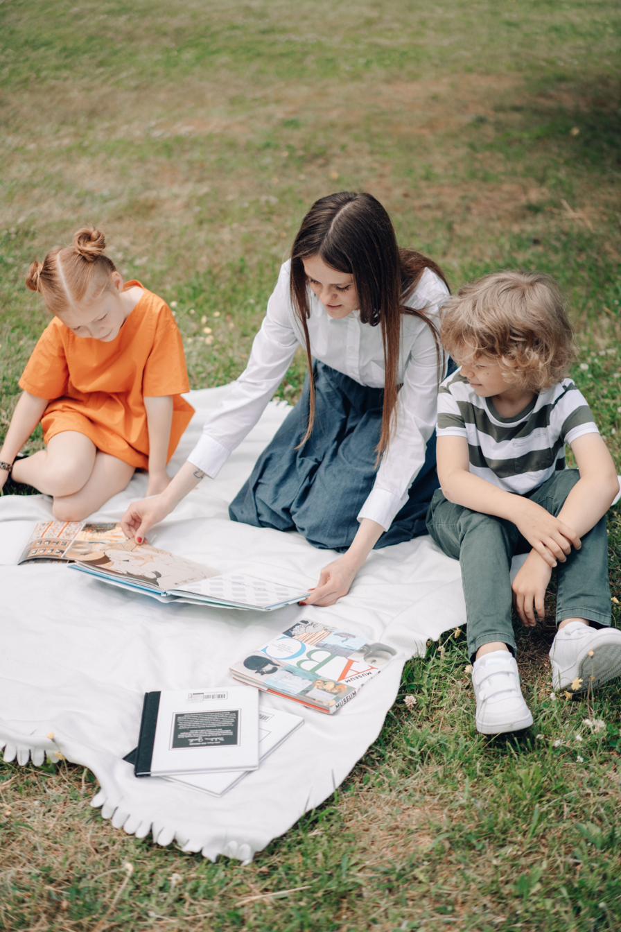 Children learning in the school grounds